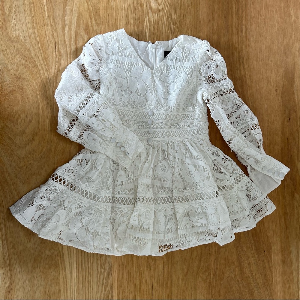 White Bardot Venice floral lace white dress size 5 BNWT